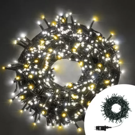 Catena Luminosa di Natale a 500 LED 8 giochi di Luce per Decorazioni Interno e Esterno (Luce Calda e Fredda)